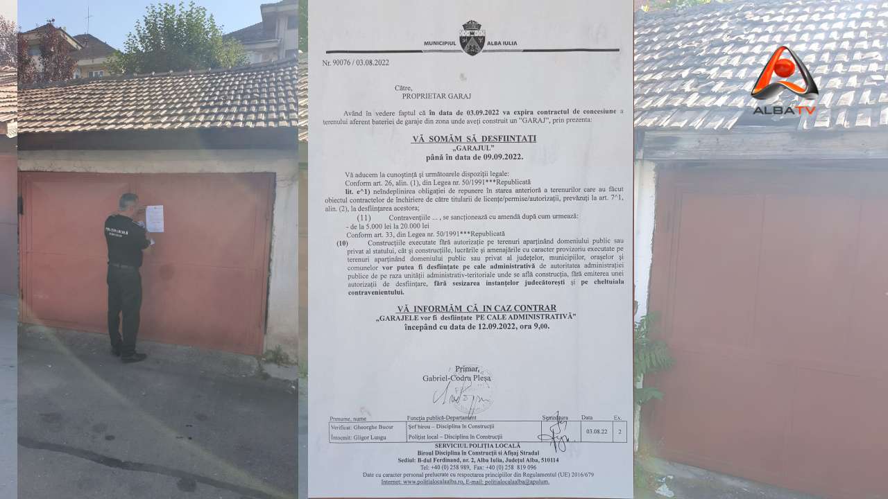 politia locala alba iulia  Polițiștii locali din Alba Iulia au transmis somații pentru demolarea mai multor garaje din municipiu politia locala alba iulia